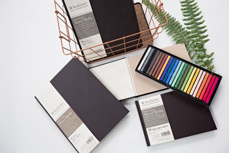 Strathmore 469-405 Hardbound Mixed Media Art Journal, 8.5" x 5.5", Toned Gray, 48 Pages - Image 2
